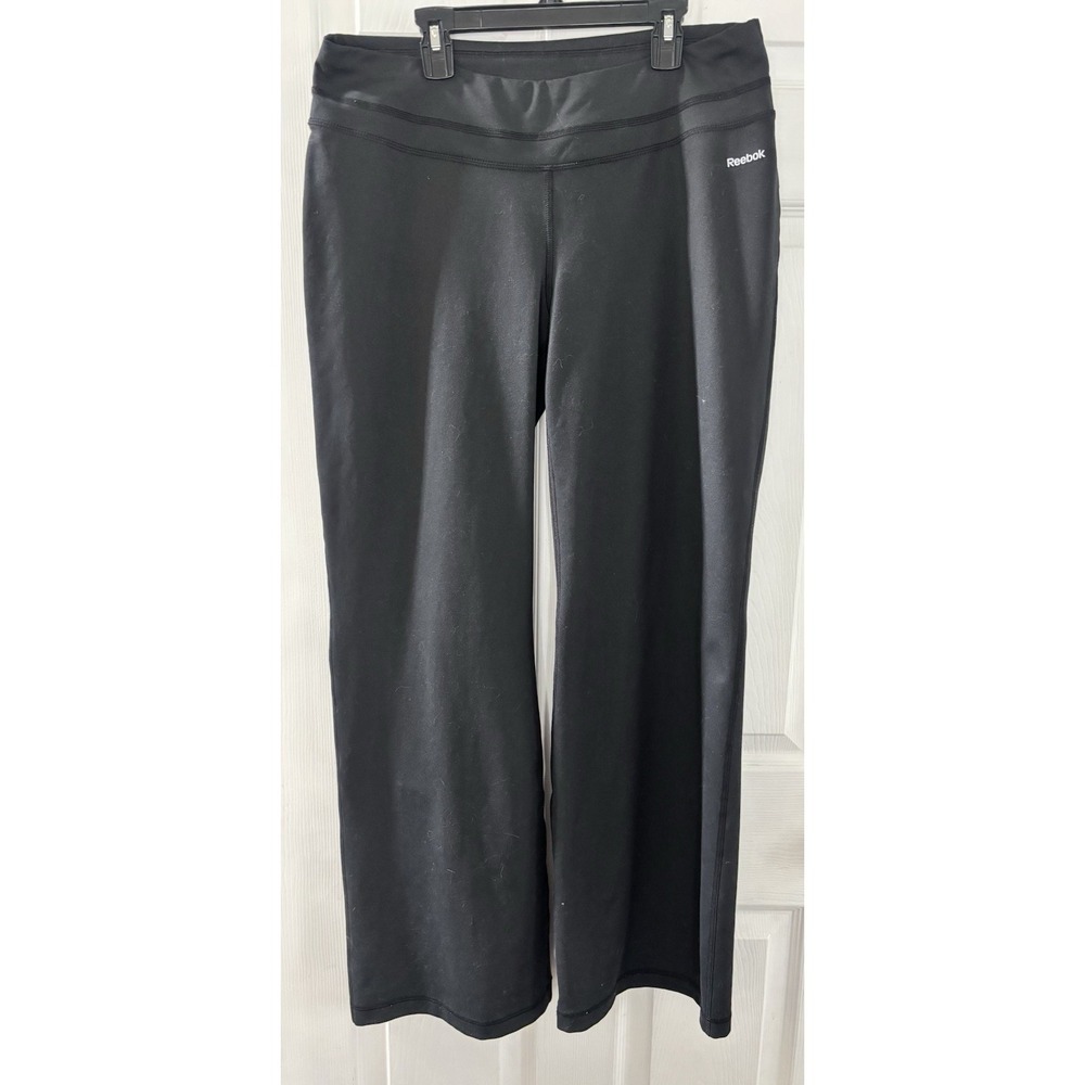 Reebok‎ Womens Large Playdry Black Yoga Pants Leggings Workout Exercise